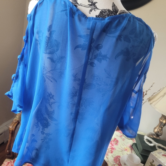 Dots sheer blouse  sz m - Picture 3 of 5